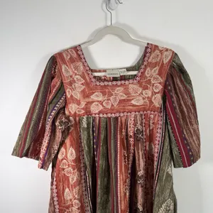 The Vermont Country Store 100% Cotton Floral Striped Muumuu House Dress Large thumbnail 3