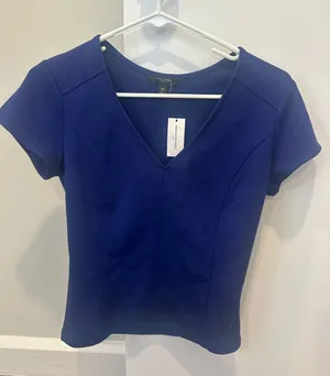 Banana Republic Royal Blue V-Neck Short Sleeve Top thumbnail 1