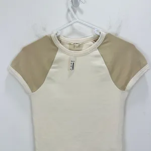 Madewell Raglan Sleeve Baby Tee Shirt Minimalist Basics Sporty Beige XXS NWT thumbnail 5
