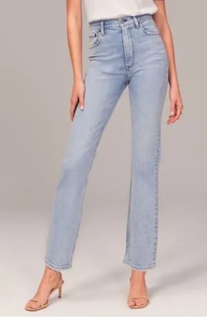 Abercrombie & Fitch Curve Love 90s‎ Slim Straight Ultra High Rise Jeans 26 2XL thumbnail 1