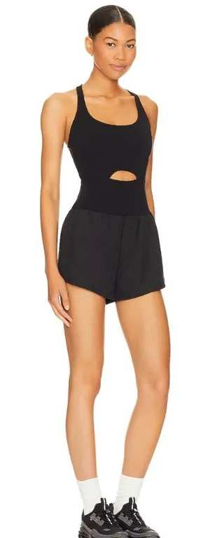 Free People Movement NWOT Righteous Runsie Romper Black Size S thumbnail 1