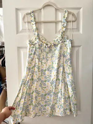 BNWT ZARA Pastel Floral Satin Sweetheart Ruffle Strap Mini Dress thumbnail 10