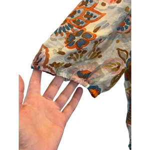 MSK orange blue floral lined dress wedding Small high low cinch waist thumbnail 9