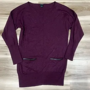 Club Monaco 100% Wool Maroon Tunic Sweater Women’s Small thumbnail 1