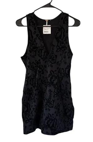 Free People NEW Floral Jacquard Mini Dress Black thumbnail 4