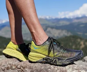 HOKA One One Evo Speedgoat Trail Running Shoes Vibram Citrus Black Women 8.5 EUC thumbnail 1