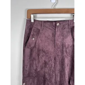 Blank NYC FRANKLIN IN ZINFANDEL Cargo Pants Women 27 Brown Faux Suede Wide Leg thumbnail 6