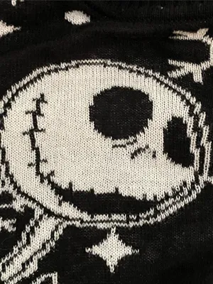 Disney Nightmare Before Christmas Jack Sally Sweater Unisex Medium Black Knit thumbnail 14