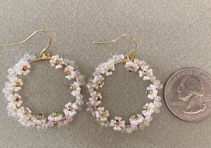Handmade Kawaii flower beads hoop earrings✨ thumbnail 4
