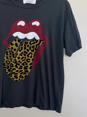 DAYDREAMER X Anthropologie Rolling Stones Band Tee Leopard Print Size XS thumbnail 5