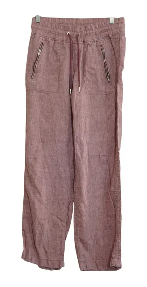 Athleta Size 6 Cabo Linen‎ Wide Leg Pants Mauve Pink Smocked Drawstring Trousers thumbnail 1