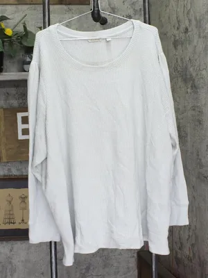 Anybody Womens Brushed Waffle Knit Crew Neck Top A703129 Soft Gray 5X thumbnail 1