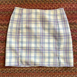 Purple Tartan Plaid High Rise Mini Skirt thumbnail 1