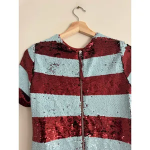 MAEVE Anthropologie Short Sleeve Sequin Striped Mini Dress Size XXS thumbnail 7