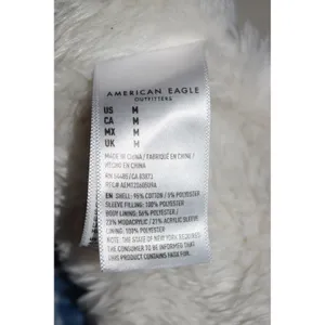 American Eagle Denim Jacket Women M Light Acid Wash Faux Fur Sherpa Trucker Good thumbnail 7