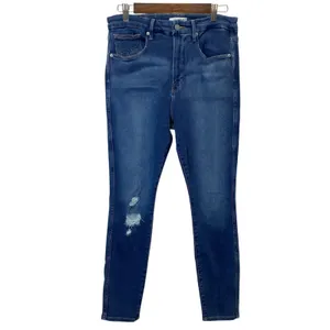 Good American Good Curve High Rise Ripped Jeans Women Sz 10 Skinny Medium Wash thumbnail 2