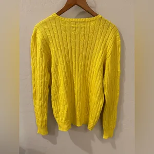 Ralph Lauren Yellow Cable-Knit Cotton Pullover Sweater – Large – 1990s Vintage thumbnail 2