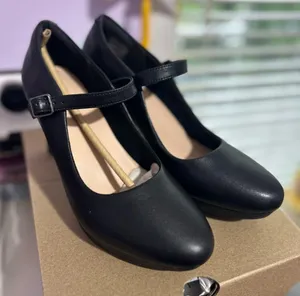 Clarks Ambyr Shine, black leather Heels with Classic Strap thumbnail 1