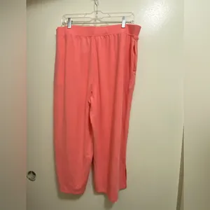 Cuddl Duds Womens Lounge Pajama Pants L Large Solid Coral Salmon wide leg thumbnail 3