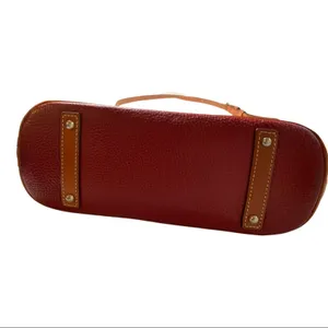 Dooney & Bourke Medium Red Leather Domed Satchel Bag Purse Shoulder Top Handle thumbnail 3