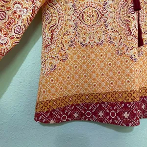 Sanctuary Orange Sunshine Floral Tie Festive Boho Blouse Womens M Fall Casual thumbnail 4