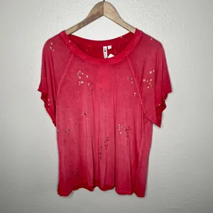 Cable & Gauge Womens Red Metallic Gold Star Print Festive T-Shirt Size Large thumbnail 11