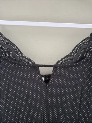 Soma Black Polka Dot Lace Trim Chemise Nightgown Size Small thumbnail 2