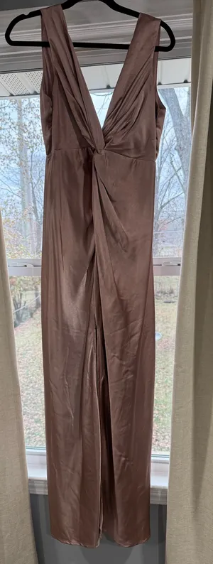 Billy J dusty rose satin twist midi dress, size 8 (AU) thumbnail 1