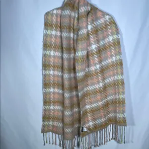 Madewell Womens Wool Barwell Plaid Large Scarf Beige Pink New thumbnail 2