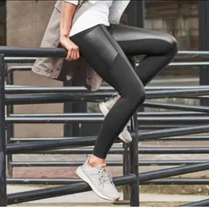 Athleta Faux Leather‎ Gleam Leggings Womens Medium Black High Rise Yoga Pants thumbnail 5