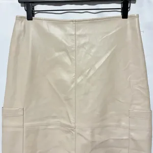 New Hunter & Brown Faux Leather Cargo Pocket Midi Pencil Skirt Beige Size Medium thumbnail 3