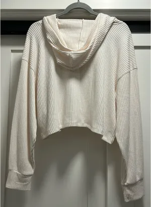 Cream Hollister Hooded Cardigan Cropped thumbnail 2