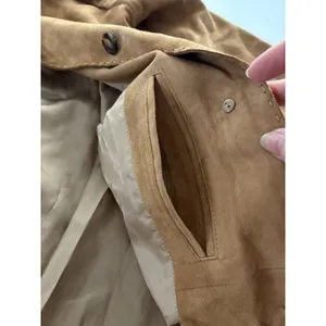 Vintage Y2K Banana Republic Genuine Leather Suede Coat Women Large Brown Jacket* thumbnail 9