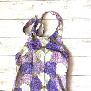 Women’s S/M Purple Floral Halter Top Maxi Dress Side Zipper Size Small Handmade thumbnail 2