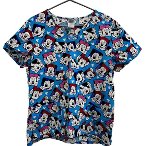 Disney Minnie Mouse Snapshots Blue Scrub Top MED Character Peds thumbnail 1