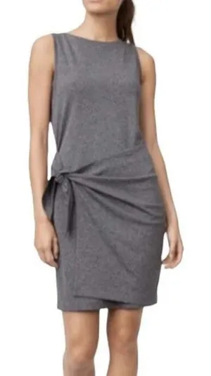 Club Monaco Women's Gray Stretch Dress Faux Wrap Self Side Tie Sheath Sz Small‎ thumbnail 1