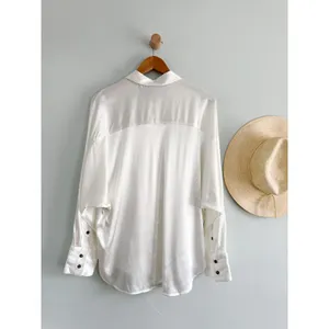 Madewell | NWOT Satin Dolman Button-Up Shirt Winter‎ White | Sz M thumbnail 9