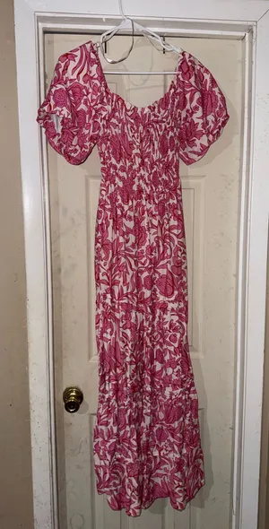 She + Sky Pink & White Floral Maxi Dress thumbnail 1
