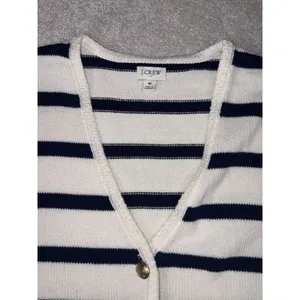 J Crew Sweater Vest Womens M Blue White Striped Button Front Nautical Preppy‎ thumbnail 4