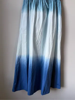 J. Crew Cotton Dip Dye Ombre Blue Maxi Sundress Comfy Blue White Boho Size M thumbnail 3