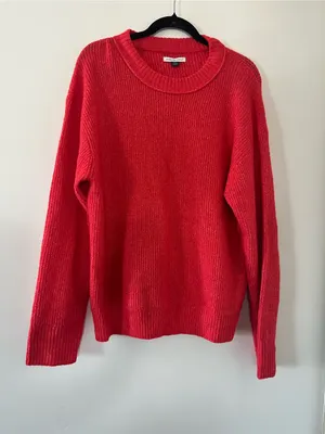 NWT American Eagle Red Crewneck Knit Sweater Medium Cozy Christmas Holiday thumbnail 1