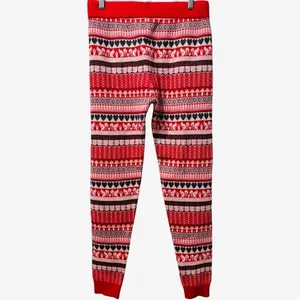 Free People Intimately Falala Fair Isle Cozy Soft Red Holiday Pajama‎ Leggings M thumbnail 5