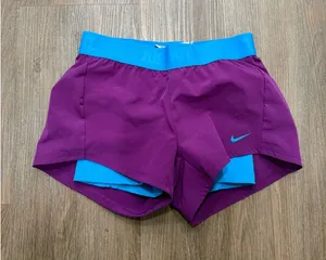 Nike Dri-FIT 2-in-1 Running Shorts Womens XS Purple Blue Just Do It Waistband‎ thumbnail 1