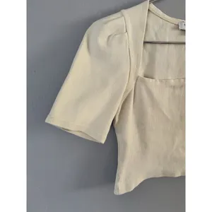 Derek Lam Rent The Runway Cream Puff Sleeve Ribbed Square Neck Crop Top Sz Small thumbnail 4