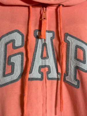 Vintage Y2K Gap Hooded Full Zip Sweatshirt Womens Medium Orange Spell Out Lounge thumbnail 7