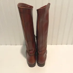 Frye Melissa Tall Lace Boots Women 7.5 Brown Leather Equestrian Riding Combat thumbnail 6