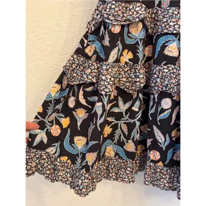 Universal Thread Tiered Floral Maxi Dress S‎ Ruffle Navy Pockets Cotton Blend thumbnail 3