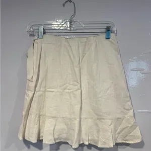Abercrombie & Fitch Cream Asymmetrical Linen Blend wrap‎ Skirt thumbnail 3