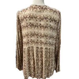 Savanna Jane Boho Floral Embroidered Gold Thread Long Sleeve Fall Blouse Size L thumbnail 5