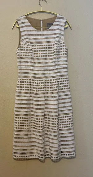 Lela‎ Rose Navy Ivory Eyelet Sleeveless Dress Size 6 thumbnail 1